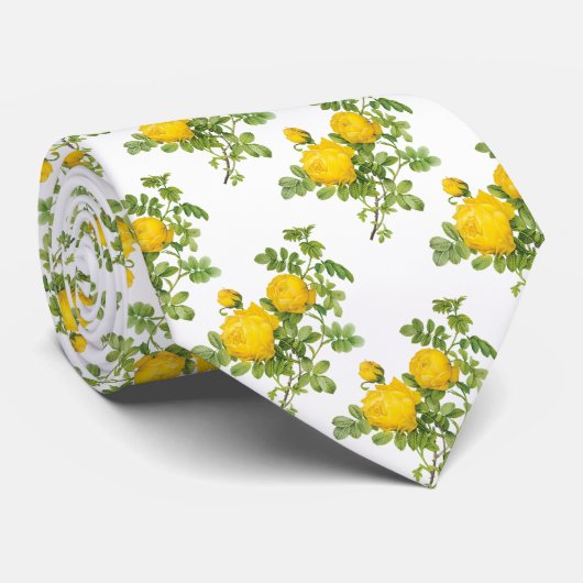 ヴィンテージフローラフラワーイエローローズバイルドート ネクタイ (ロール)