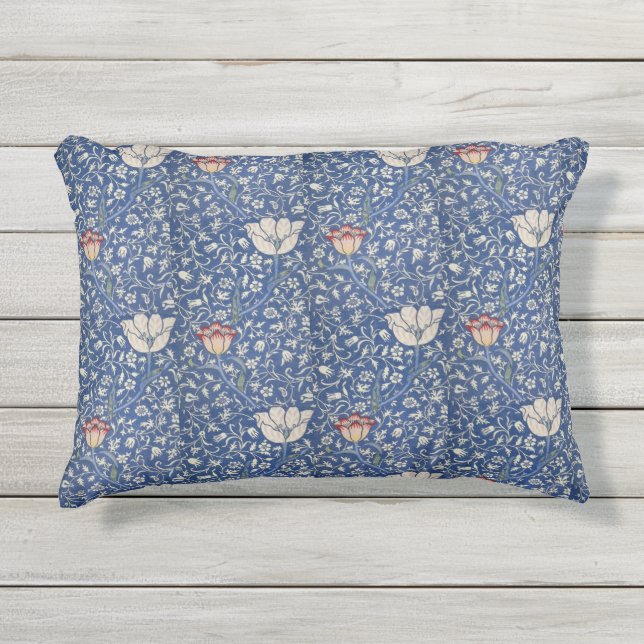 ヴィンテージフローラフラワーズウィリアムモリスメドウェイ アウトドアクッション (正面)