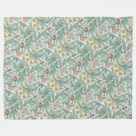 ヴィンテージフローラフラワーズウィリアムモリスレスター フリースブランケット (正面(横))