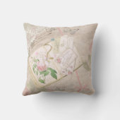 ヴィンテージフローラフランスのスクラップブックエフェメラ クッション (裏面)