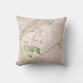 ヴィンテージフローラフランスのスクラップブックエフェメラ クッション (正面)