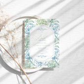 ヴィンテージフローラフランスのトイルブライダルシャワー 招待状