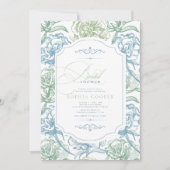 ヴィンテージフローラフランスのトイルブライダルシャワー 招待状 (正面)