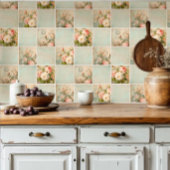 ヴィンテージフローラフランスのマーケットフラワーピンクと白 タイル