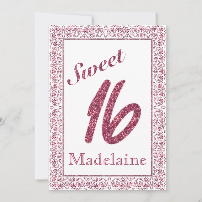 ヴィンテージフローラフレフェイクームピンクグリッタースイーツ16 (正面)