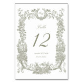 ヴィンテージフローラフレームつる植物Toile Sage 結婚's テーブルナンバー (裏面)