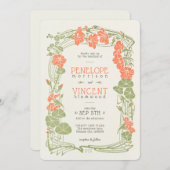 ヴィンテージフローラフレームの結婚Nasturtiums 招待状 (正面/裏面)