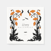 ヴィンテージフローラフレームハローウィンパーティ スタンダードカクテルナプキン (正面)
