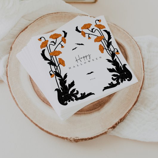 ヴィンテージフローラフレームハローウィンパーティ スタンダードカクテルナプキン