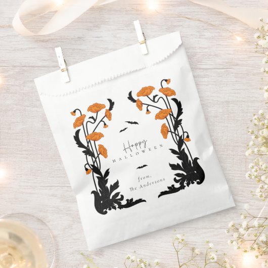 ヴィンテージフローラフレームハローウィンパーティ フェイバーバッグ (クリップ留めされた状態)