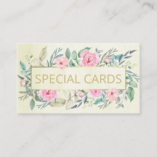 ヴィンテージフローラフレーム手作りカードスクラップブック作り 名刺 (正面)