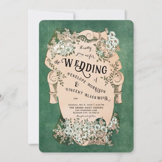 ヴィンテージフローラフレーム結婚式招待状 招待状 (正面)