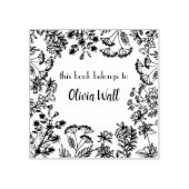 ヴィンテージフローラフレーム蔵書票Ex Libris Bookish ラバースタンプ (インプリント)