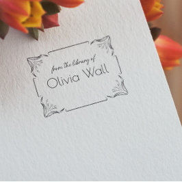 ヴィンテージフローラフレーム蔵書票Ex Libris Bookish ラバースタンプ