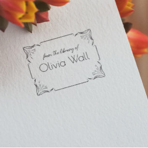 ヴィンテージフローラフレーム蔵書票Ex Libris Bookish ラバースタンプ