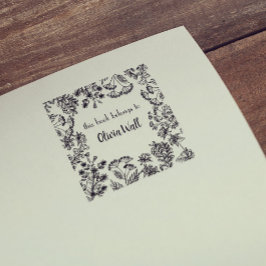 ヴィンテージフローラフレーム蔵書票Ex Libris Bookish ラバースタンプ