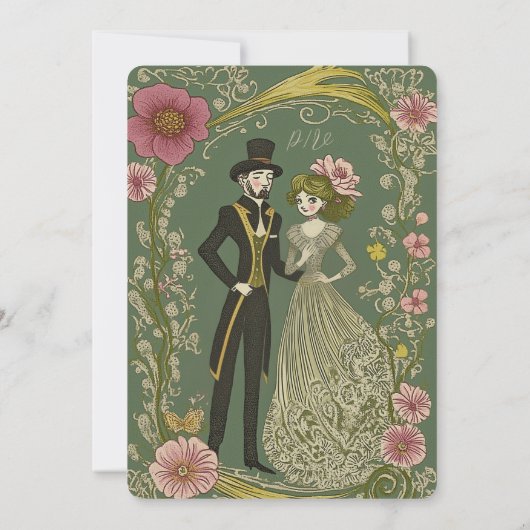 ヴィンテージフローラフレーム 招待状 (裏面)