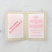 ヴィンテージフローラフレームSweet sixteen金ゴールドピンクケーキ カード (内部)