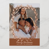 ヴィンテージフローラフレ実在ームフォイル2フォトクリスマス 箔シーズンカード (正面)