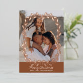 ヴィンテージフローラフレ実在ームフォイル2フォトクリスマス 箔シーズンカード (立ち正面)