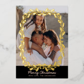 ヴィンテージフローラフレ実在ームフォイル2フォトクリスマス 箔シーズンカード (正面)