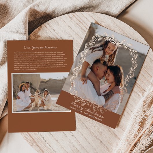 ヴィンテージフローラフレ実在ームフォイル2フォトクリスマス 箔シーズンカード