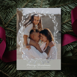 ヴィンテージフローラフレ実在ームフォイル2フォトクリスマス 箔シーズンカード