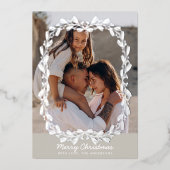 ヴィンテージフローラフレ実在ームフォイル2フォトクリスマス 箔シーズンカード (正面)