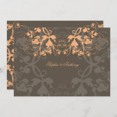 ヴィンテージフローラフローリッシュピーチ結婚式招待状 招待状 (正面/裏面)