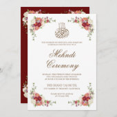 ヴィンテージフローラブケ縁どイスラムメンディ 招待状 (正面/裏面)