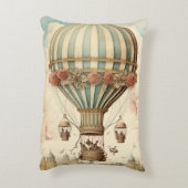 ヴィンテージフローラブストライプルー熱気球 アクセントクッション (裏面(縦))