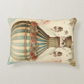 ヴィンテージフローラブストライプルー熱気球 アクセントクッション (裏面)