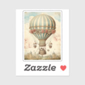 ヴィンテージフローラブストライプルー熱気球 シール (シート)