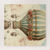 ヴィンテージフローラブストライプルー熱気球 ジグソーパズル (横)