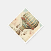 ヴィンテージフローラブストライプルー熱気球 スタンダードカクテルナプキン (角)