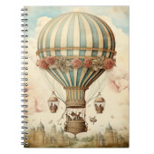 ヴィンテージフローラブストライプルー熱気球 ノートブック (正面)