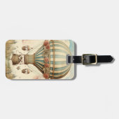 ヴィンテージフローラブストライプルー熱気球 ラゲッジタグ (正面横)