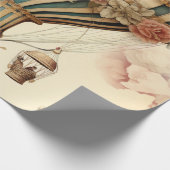 ヴィンテージフローラブストライプルー熱気球 ラッピングペーパー (角)