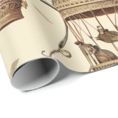 ヴィンテージフローラブストライプルー熱気球 ラッピングペーパー (ロールコーナー)