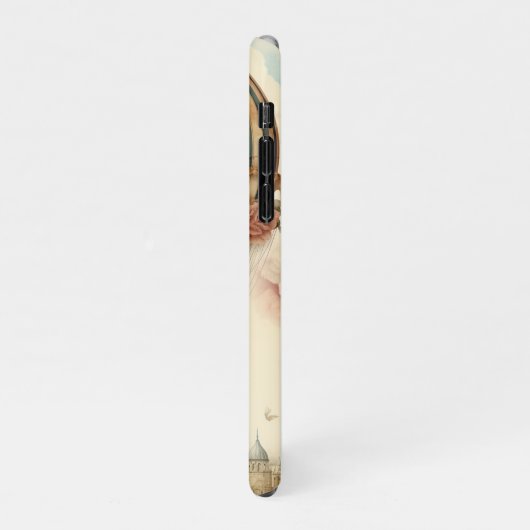 ヴィンテージフローラブストライプルー熱気球 iPhoneケース (左側)