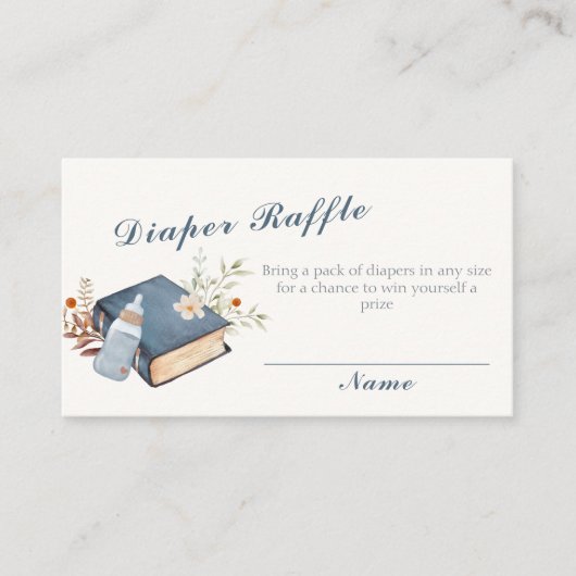 ヴィンテージフローラブックおむつラッフルベビーシャワー エンクロージャーカード (正面)