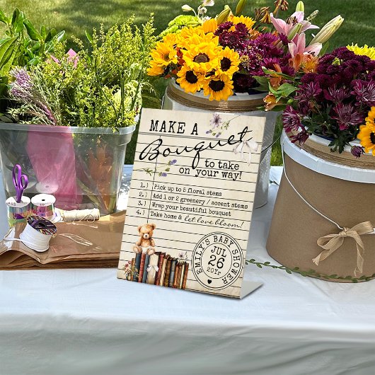 ヴィンテージフローラブックキュート赤ちゃんシャワーフラワーバー2 台座サイン