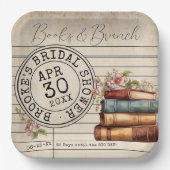 ヴィンテージフローラブックライブラリカードブライダルシャワー ペーパープレート (正面)