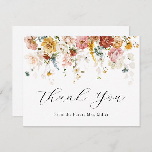 ヴィンテージフローラブライダルシャワーありがとう サンキューカード (正面/裏面)