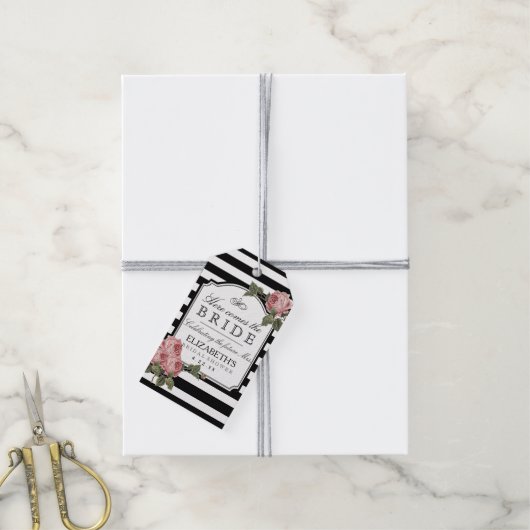 ヴィンテージフローラブライダルシャワーゲストハウス ギフトタグ (より糸付き)