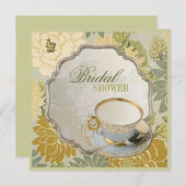 ヴィンテージフローラブライダルシャワーティーパーティの招待状 招待状 (正面/裏面)