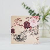 ヴィンテージフローラブライダルシャワーティーパーティの招待状 招待状 (スタンド正面)