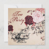 ヴィンテージフローラブライダルシャワーティーパーティの招待状 招待状 (正面)