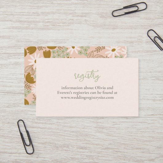 ヴィンテージフローラブライダルシャワー招待状の挿入 名刺 (正面/裏面インサイチュ)