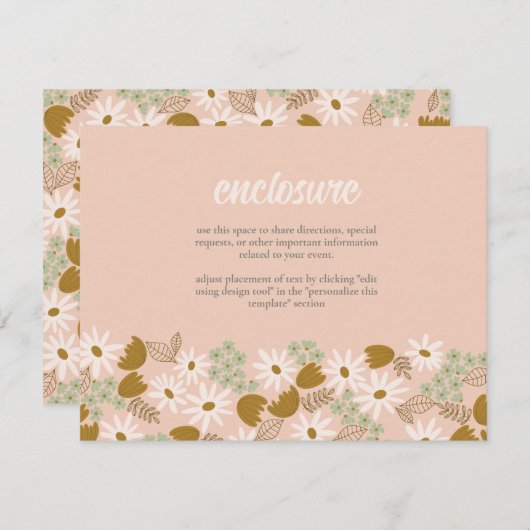 ヴィンテージフローラブライダルシャワー招待状の挿入 招待状 (正面/裏面)